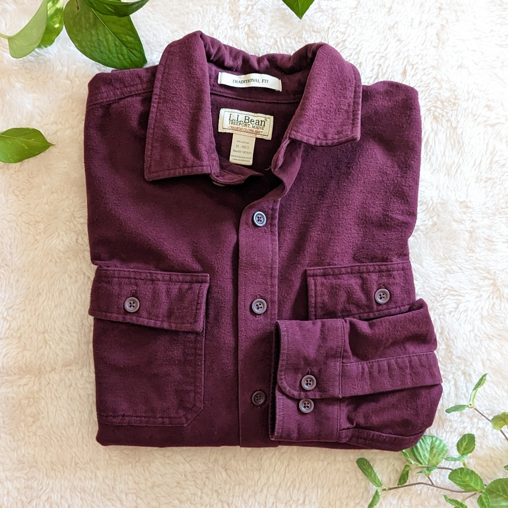 L.L. Bean Men's Casual Button Down Shirt - Deep Purple